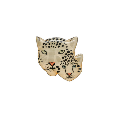 Snow Leopard Mum & Cub II Brooch